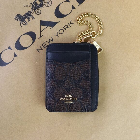 COACH ZIP CARD CASE IN SIGNATURE CANVAS CW883 IMXAQ - Picture 3 of 12